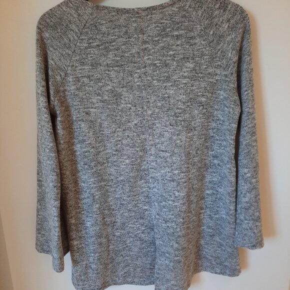 COIN 1804 Long Bell Sleeve Grey/Heather Light Sweater - Picture 4 of 5